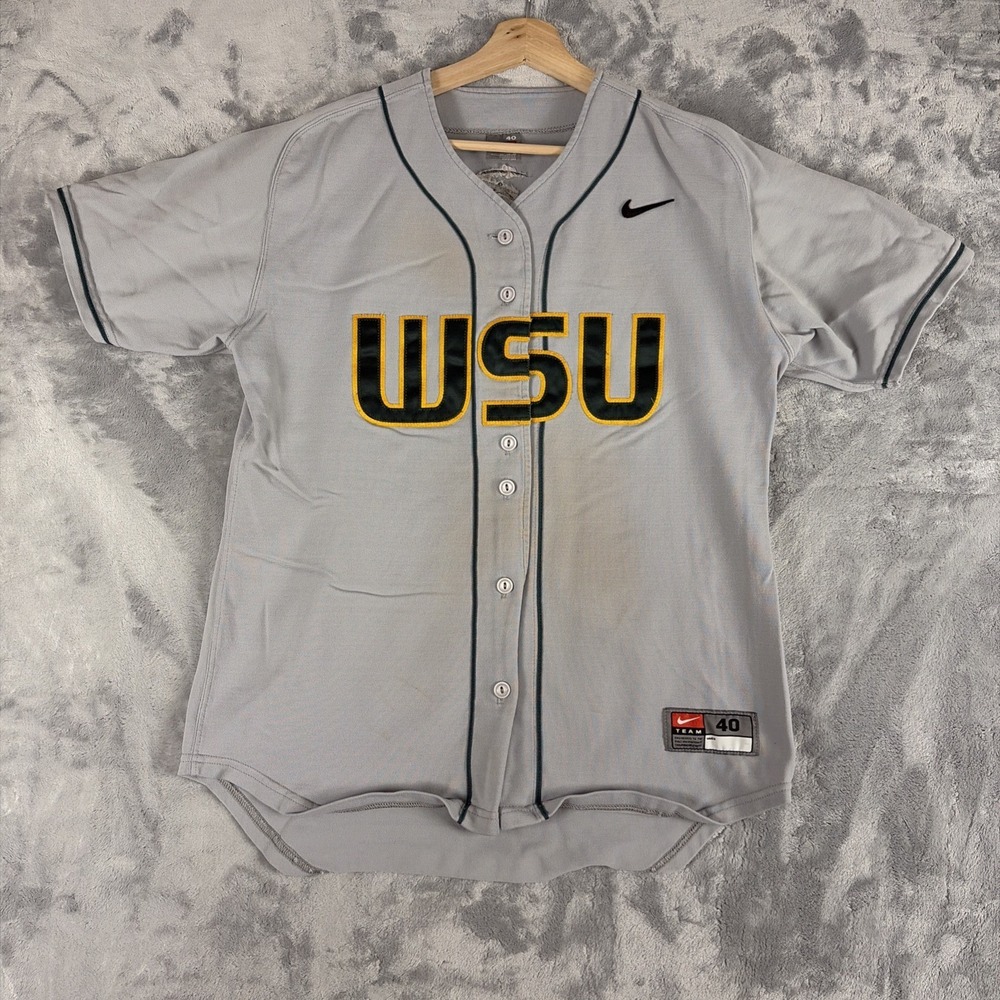 Nike Wright State Game Worn Used NCAA Baseball Player Jersey Rare Size 40 Gray